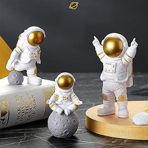 Astronaut Spaceman Statue for Kids Room Set of 3 - Golden