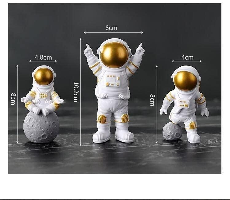 Astronaut Spaceman Statue for Kids Room Set of 3 - Golden