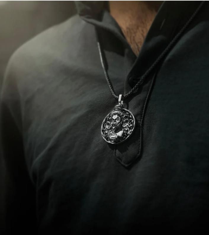 Lord Hanuman Pendant with Oxodaised Silver Chain