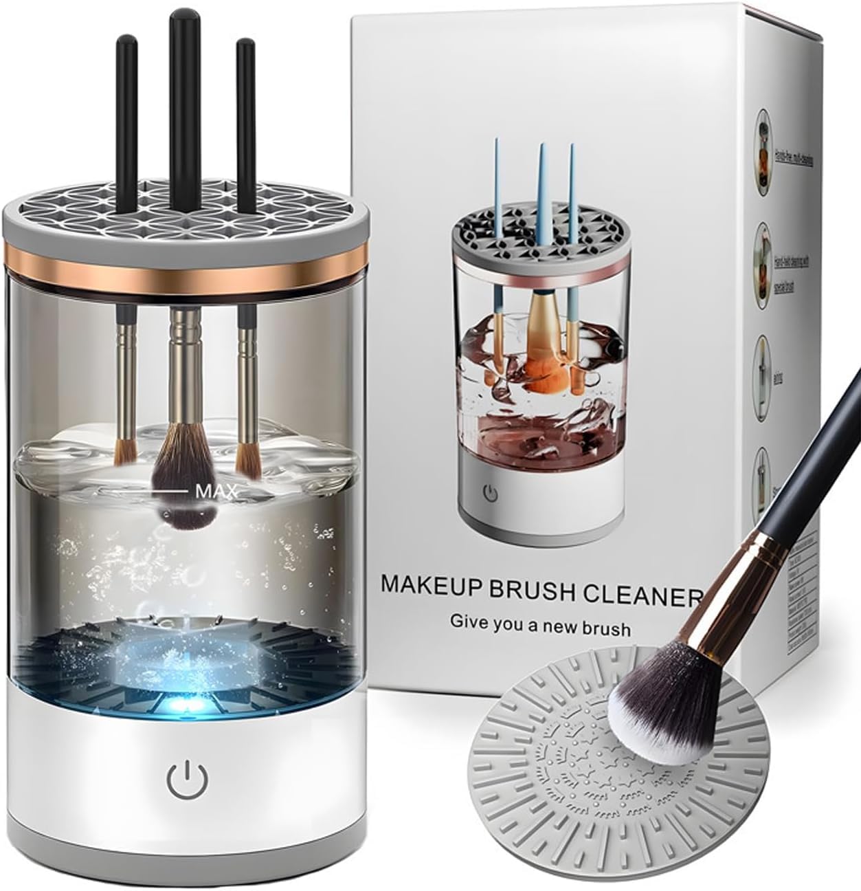 Make Up Brush Cleaner,Electric Brush Cleaner, USB Rechargeable Automatic Deep Cosmetic Cleaning Device