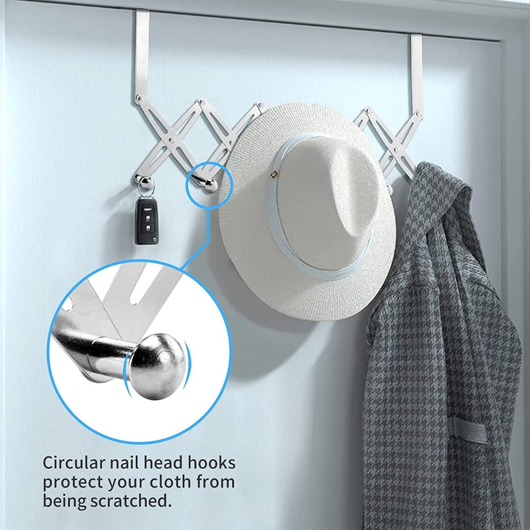 Over The Door Hanger Hooks Organizer for Clothes Adjustable Size - 6 Hook