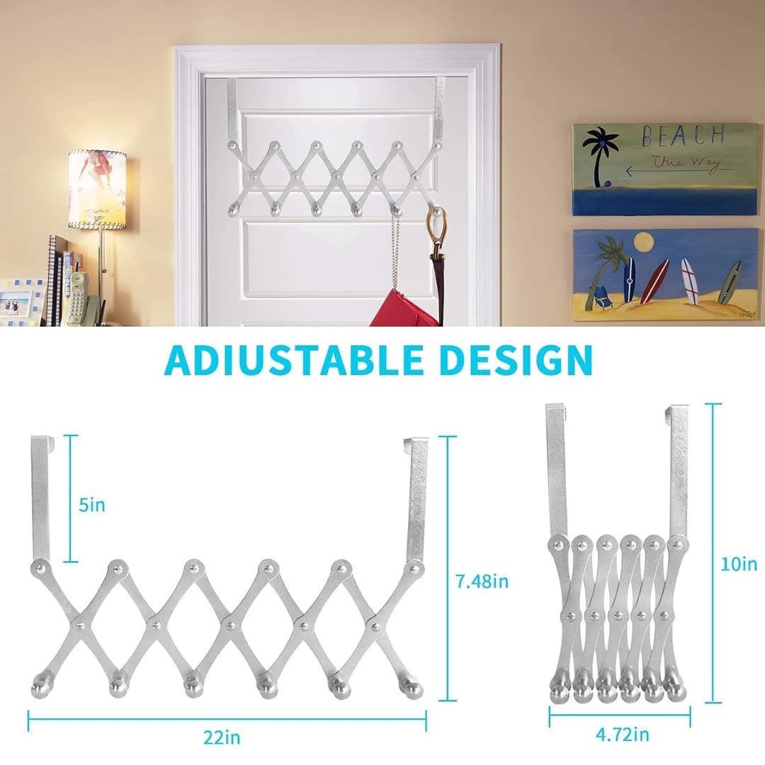 Over The Door Hanger Hooks Organizer for Clothes Adjustable Size - 6 Hook