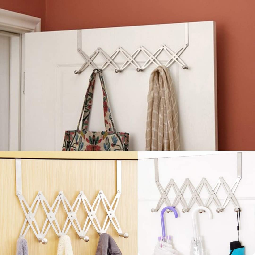 Over The Door Hanger Hooks Organizer for Clothes Adjustable Size - 6 Hook