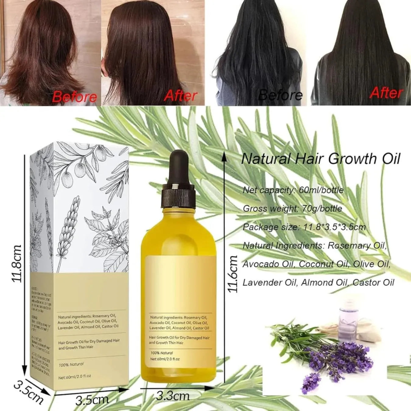 Natural Hair Growth Oil (Pack of 2)