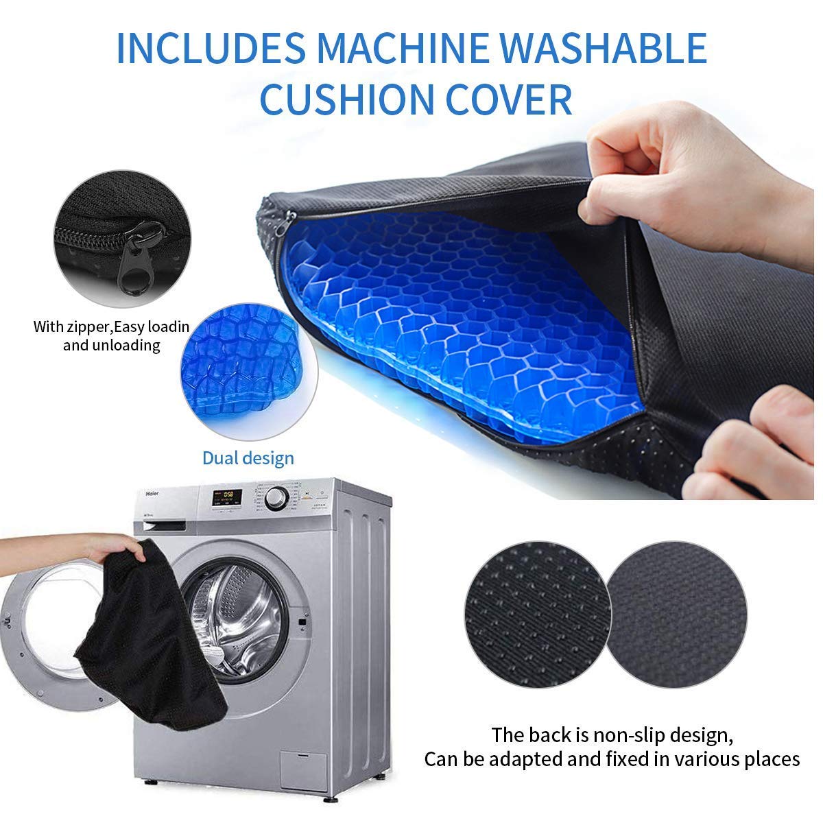 Gel Orthopedic Seat Cushion for Office Chair, Wheelchair, or Home Rubber Cushion for Back Pain