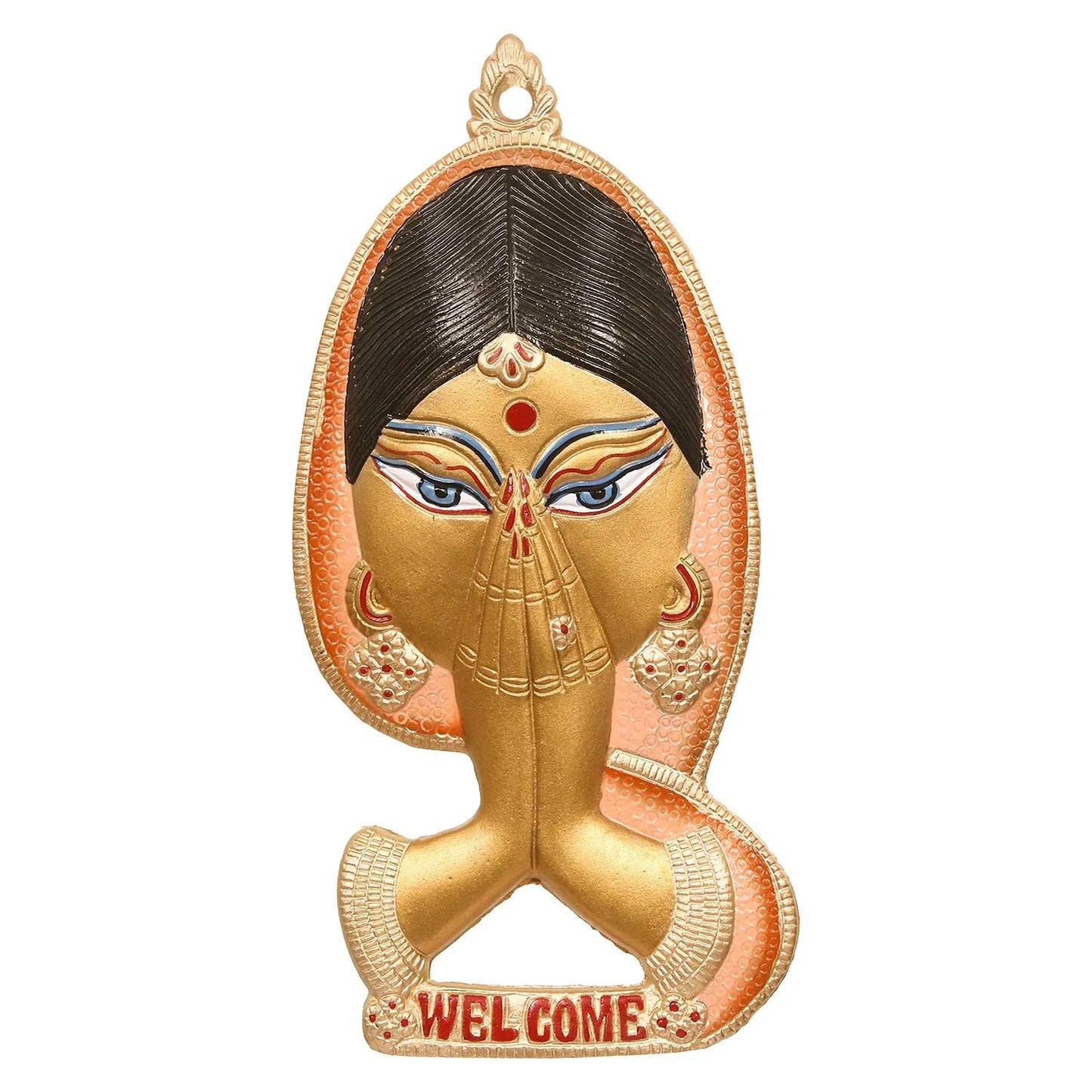Welcome Lady Metal Colorful Wall Hanging