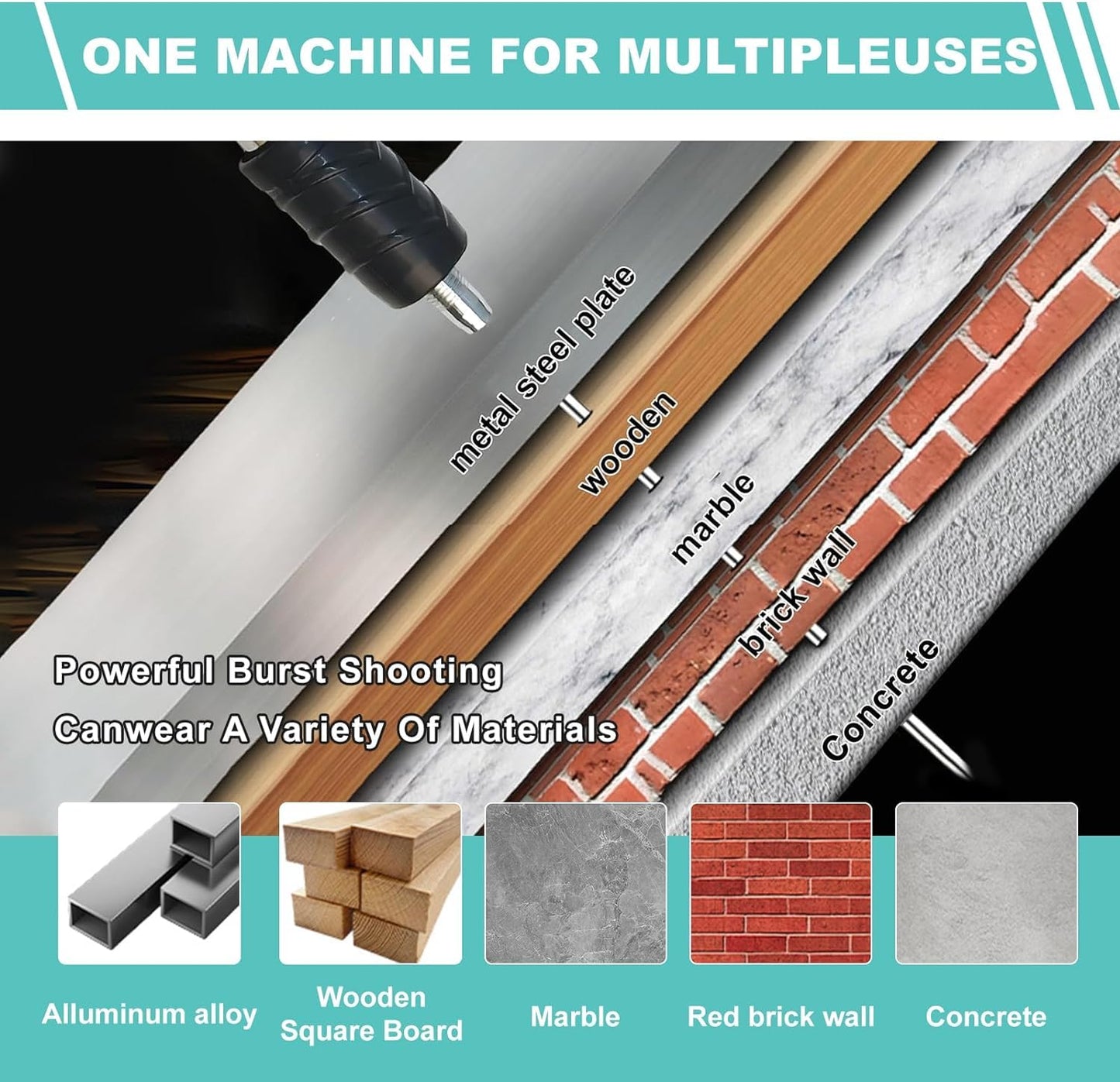 4 Speed Adjustable Manual Steel Concrete Nail Gun Tool