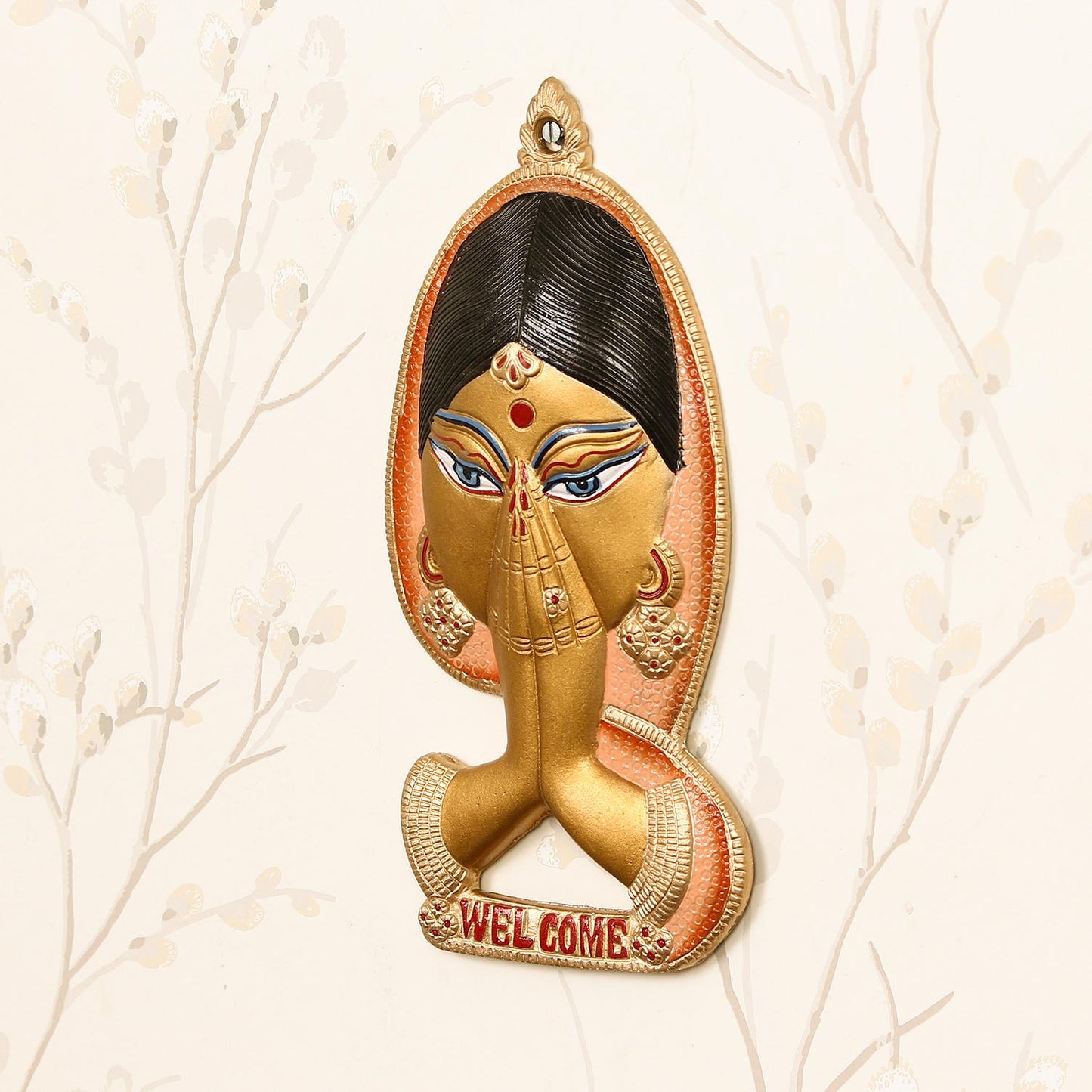 Welcome Lady Metal Colorful Wall Hanging