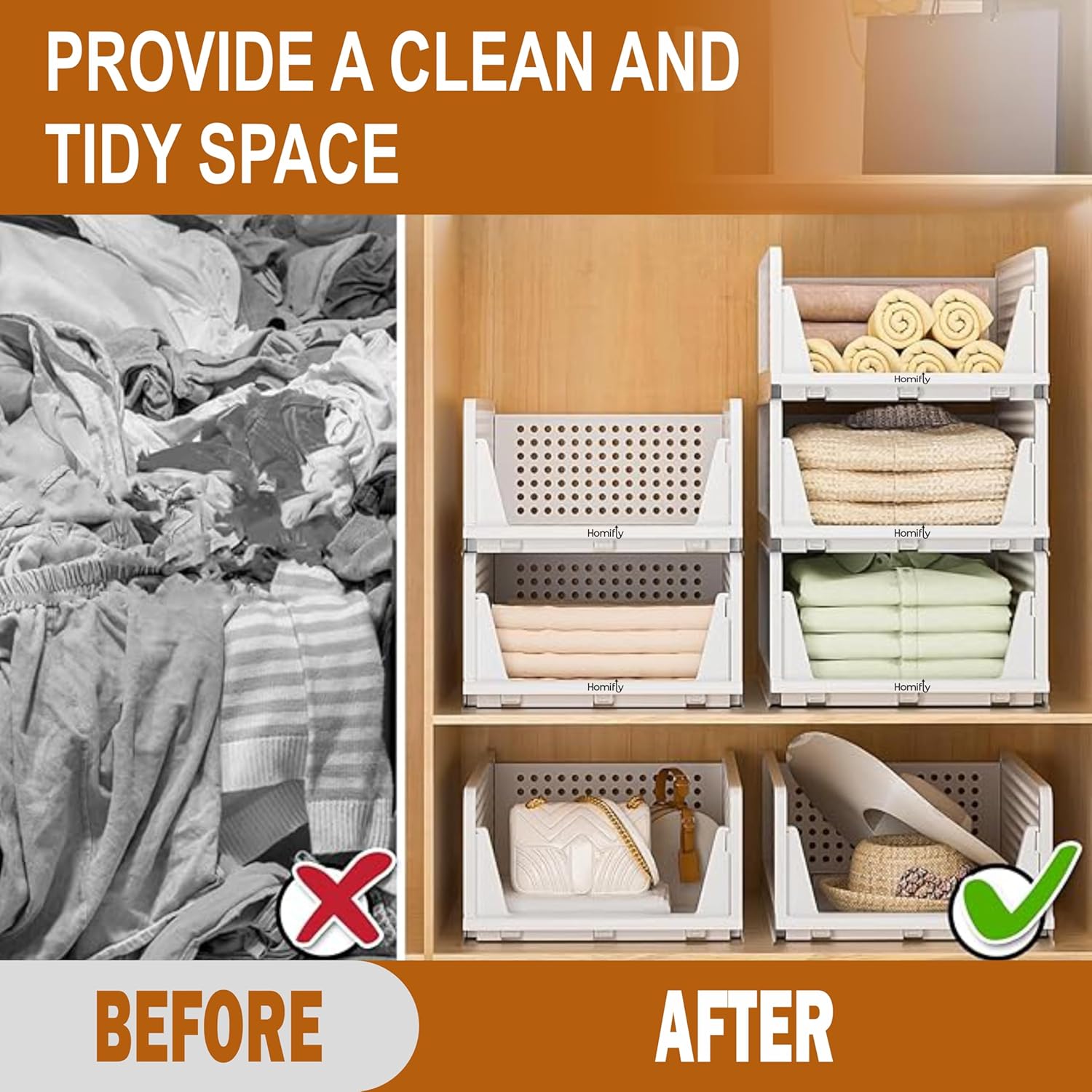 Multipurpose Foldable Stackable Wardrobe Cupboard Organizer for Clothes (Pack of 2)