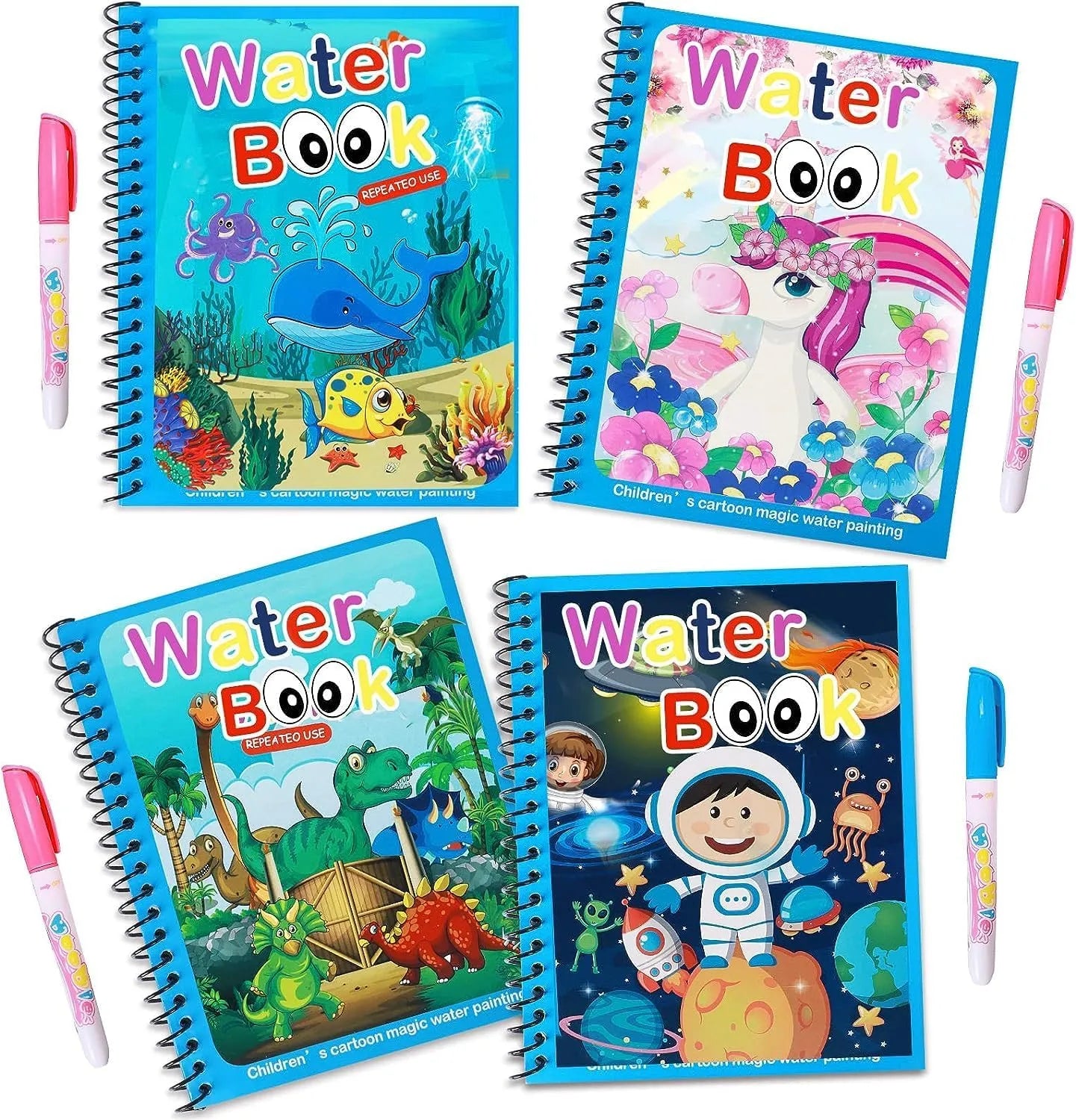 Reusuable Magic Water Colouring Book (Set of 4)