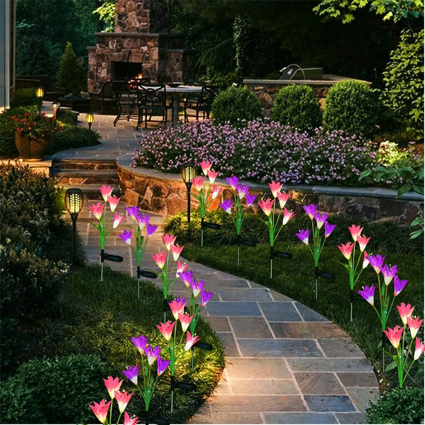 Solar Powered Flower Lights with Lily Flower