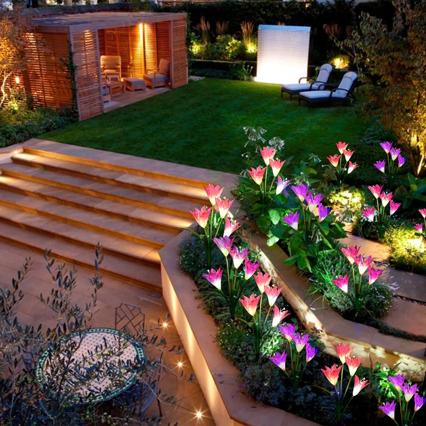 Solar Powered Flower Lights with Lily Flower