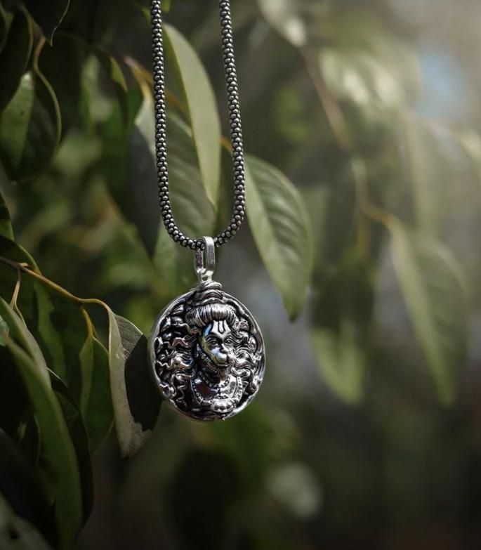 Lord Hanuman Pendant with Oxodaised Silver Chain
