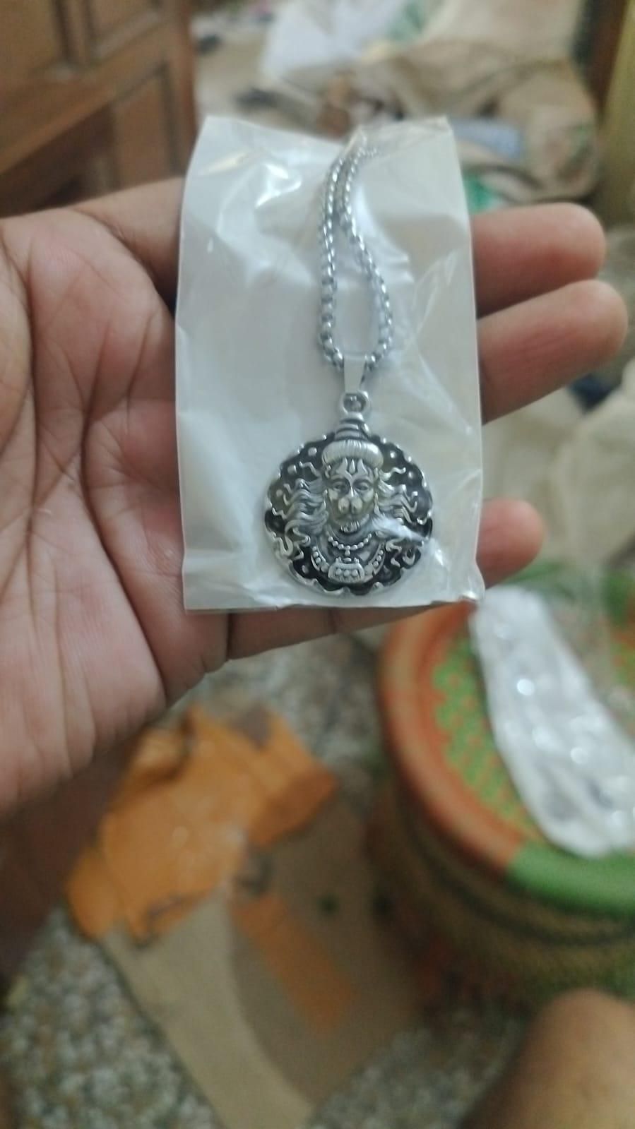 Lord Hanuman Pendant with Oxodaised Silver Chain