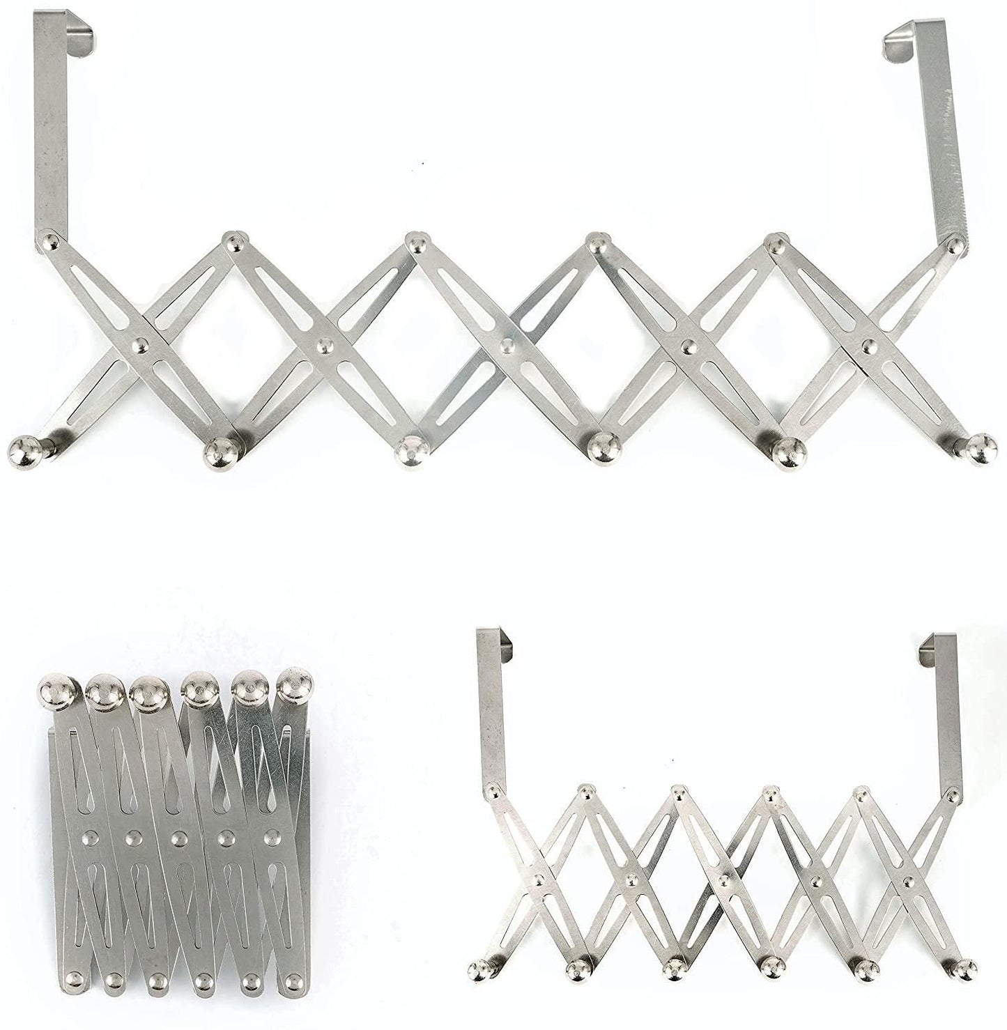 Over The Door Hanger Hooks Organizer for Clothes Adjustable Size - 6 Hook