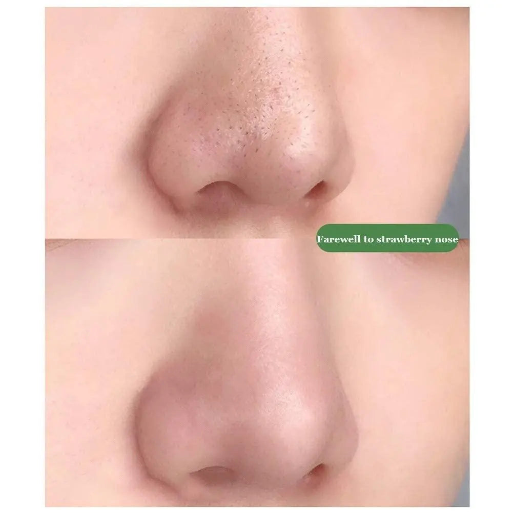 a close up of a person's nose with a green sticker on it.