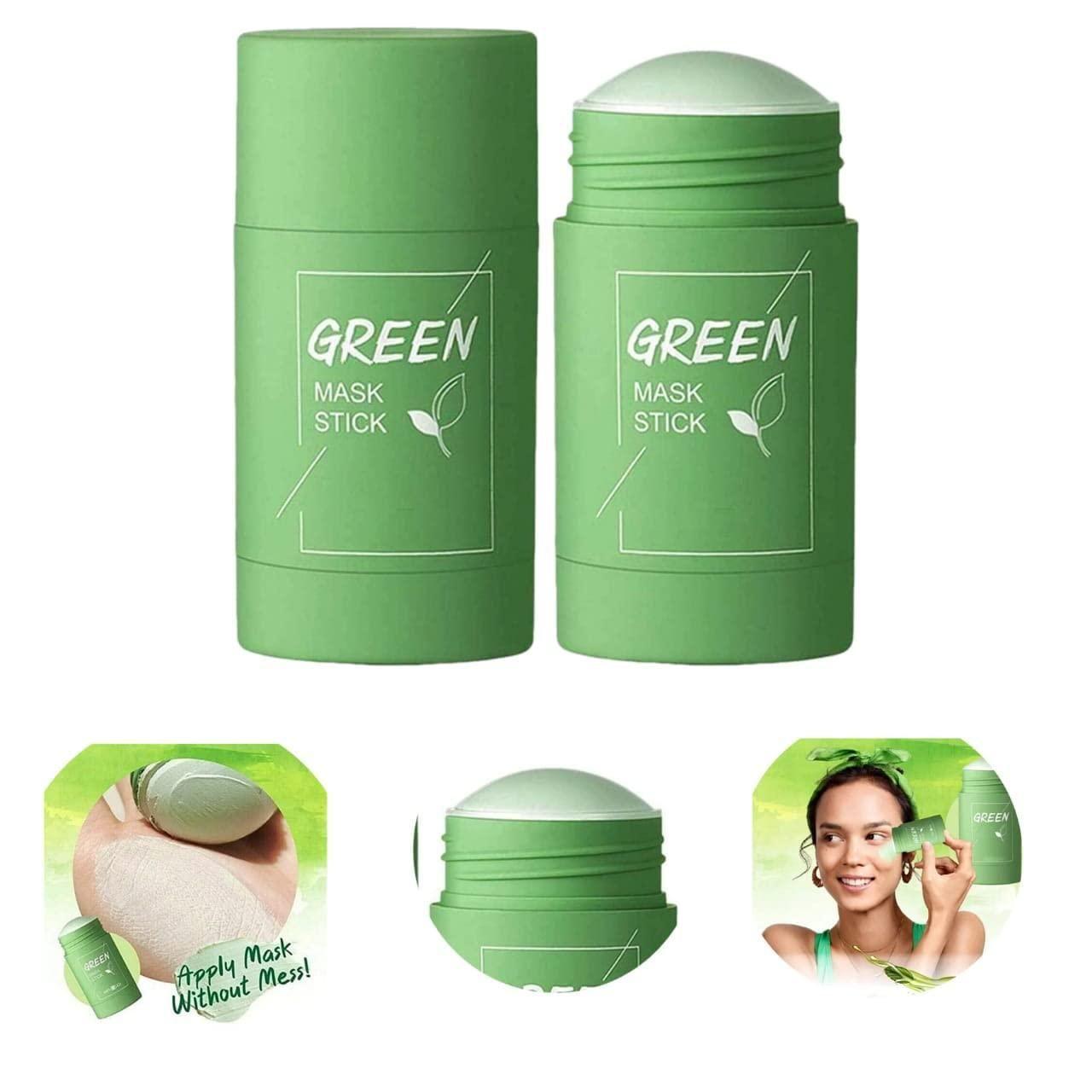 a close up of a green mask stick.