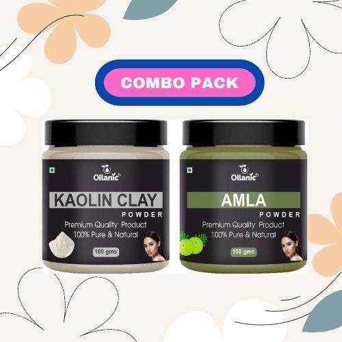Natural Kaolin Clay & Amla Powder for Hair Pack of 2