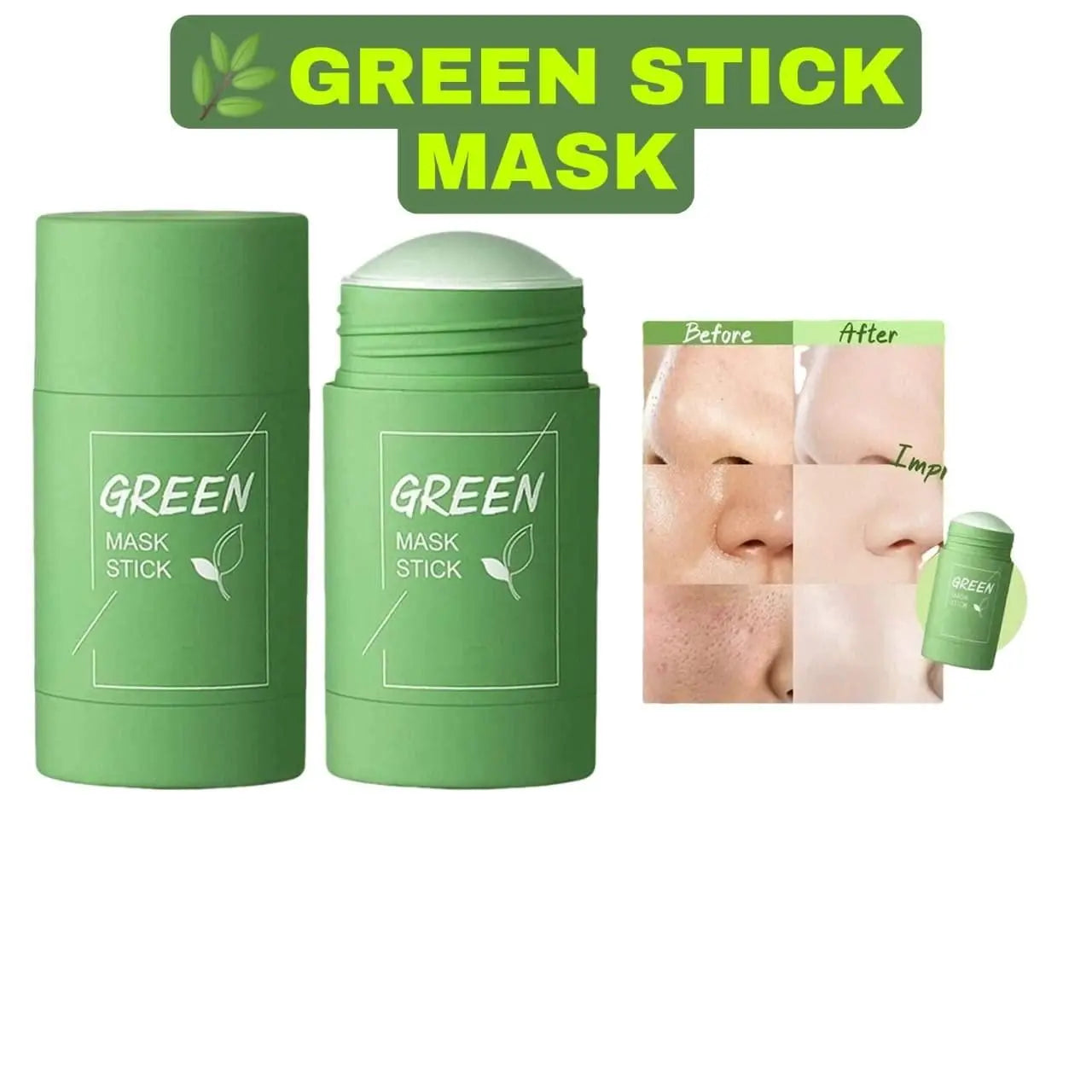 a green stick with a picture of a woman's face.