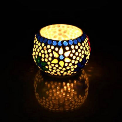 Mosaic Glass Tealight Holders - Set of 4