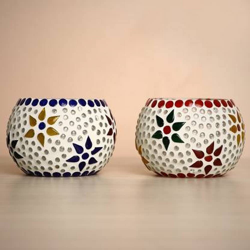 Mosaic Glass Tealight Holders - Set of 4