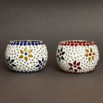 Mosaic Glass Tealight Holders - Set of 4