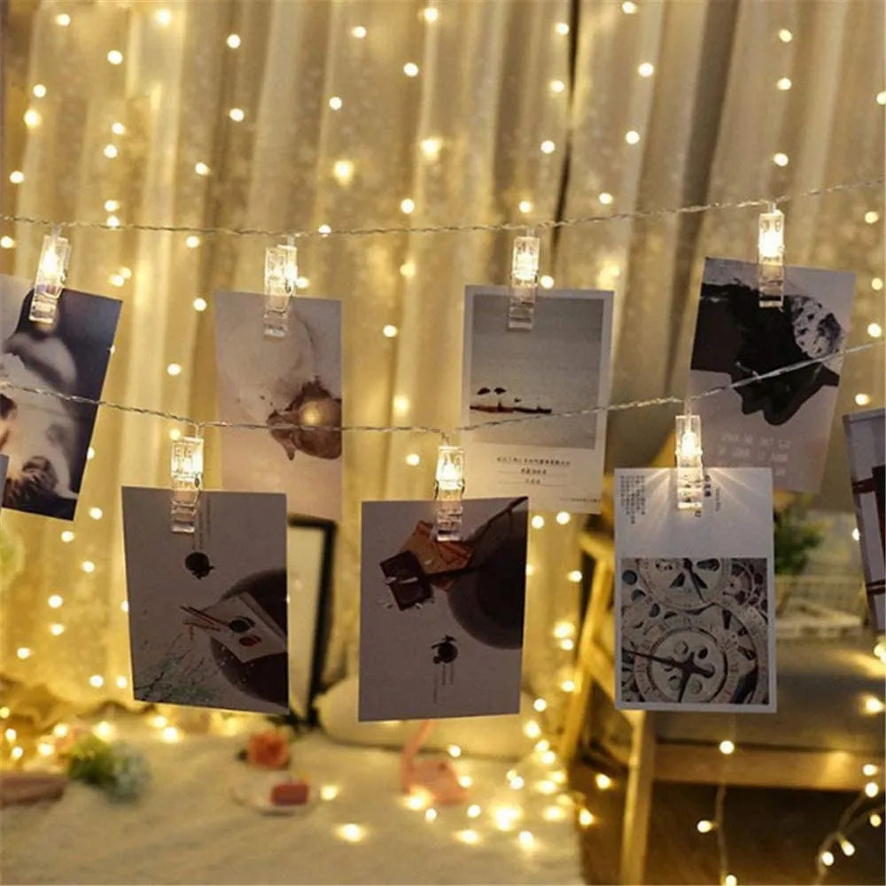 Home 16 LED Photo Clip String Lights for Hanging Photos Cards