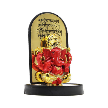 Gold Plate Ganesh Ji Idol Statue Decorative Showpiece - 3.25 cm  (Polyresin, Multicolor)