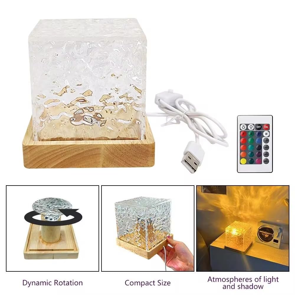 Rotating Water Ripple Night Light Aura Lamp
