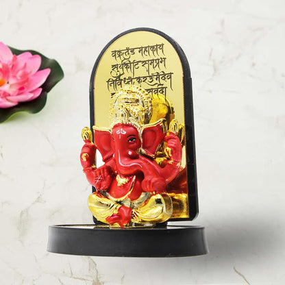 Gold Plate Ganesh Ji Idol Statue Decorative Showpiece - 3.25 cm  (Polyresin, Multicolor)