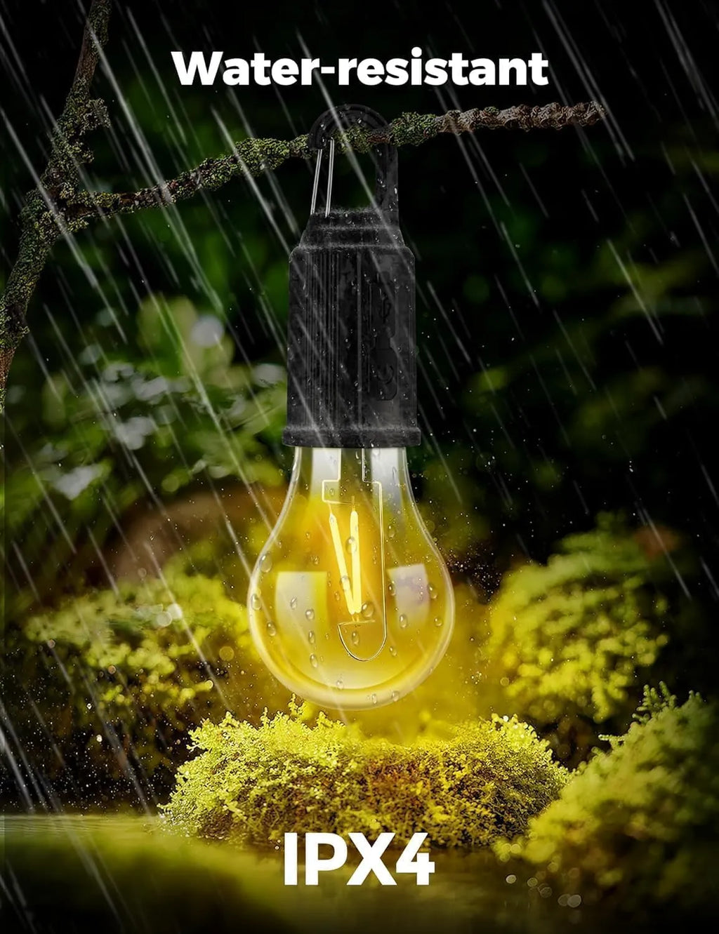 Decorative Hanging Bulb with 3 Modes Tent Lamp for Camping Pack of 2