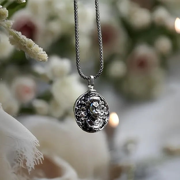 Lord Hanuman Pendant with Oxodaised Silver Chain