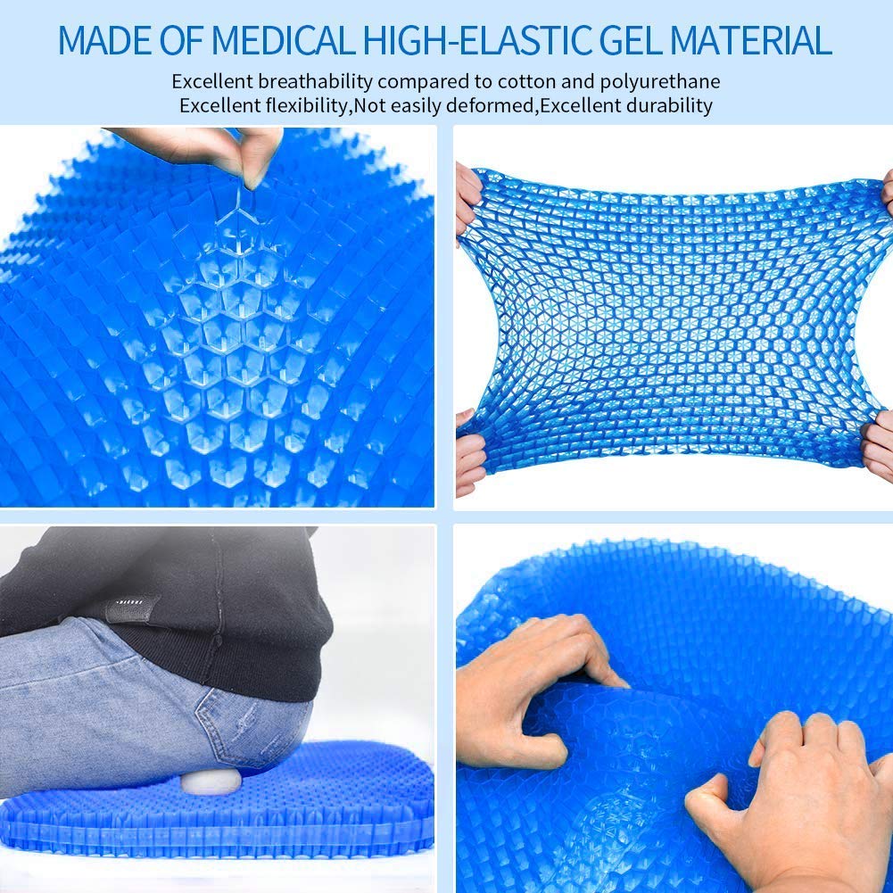 Gel Orthopedic Seat Cushion for Office Chair, Wheelchair, or Home Rubber Cushion for Back Pain