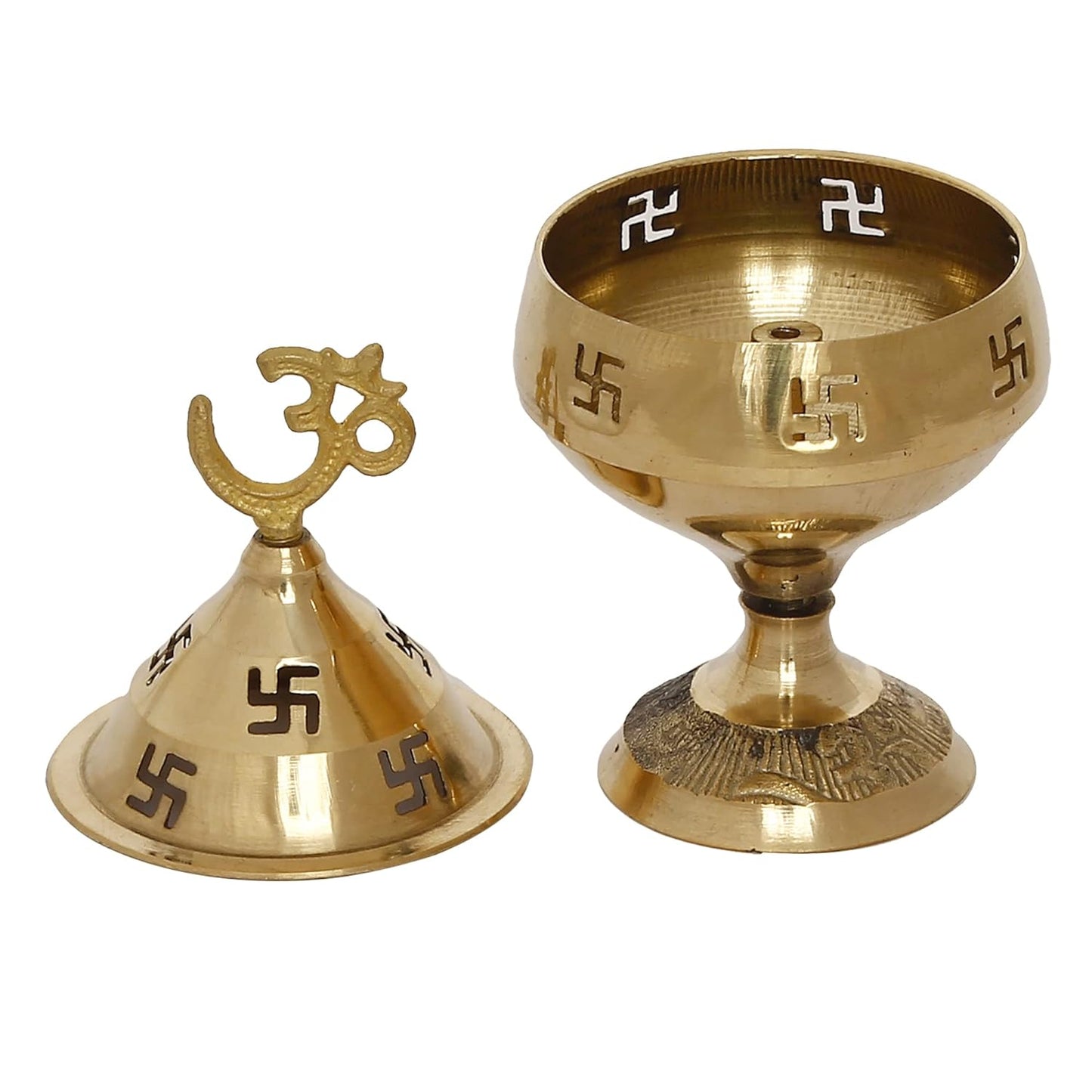 Brass Om & Swastik Diya Set - Pack of 2