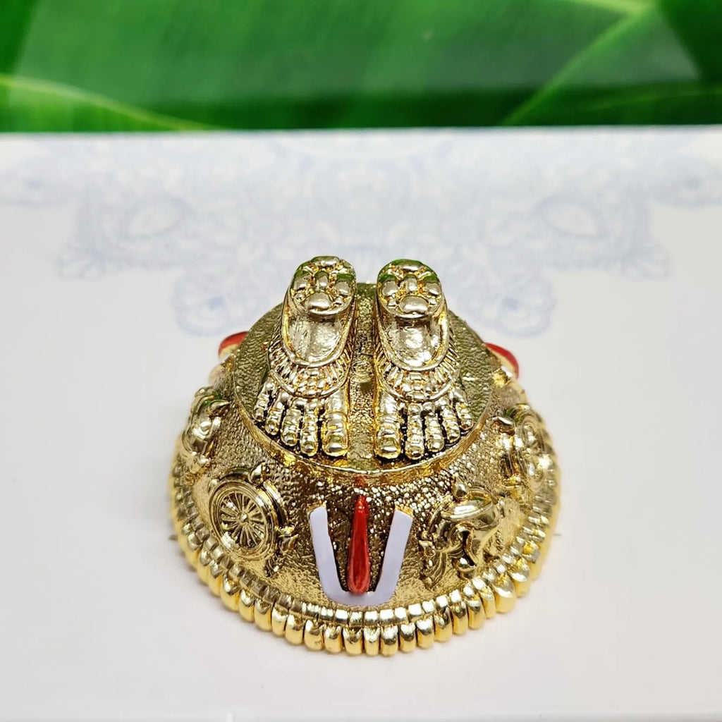 Gold Plated Antique Lord Balaji Charan Paduka