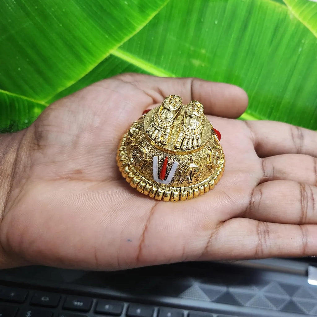 Gold Plated Antique Lord Balaji Charan Paduka