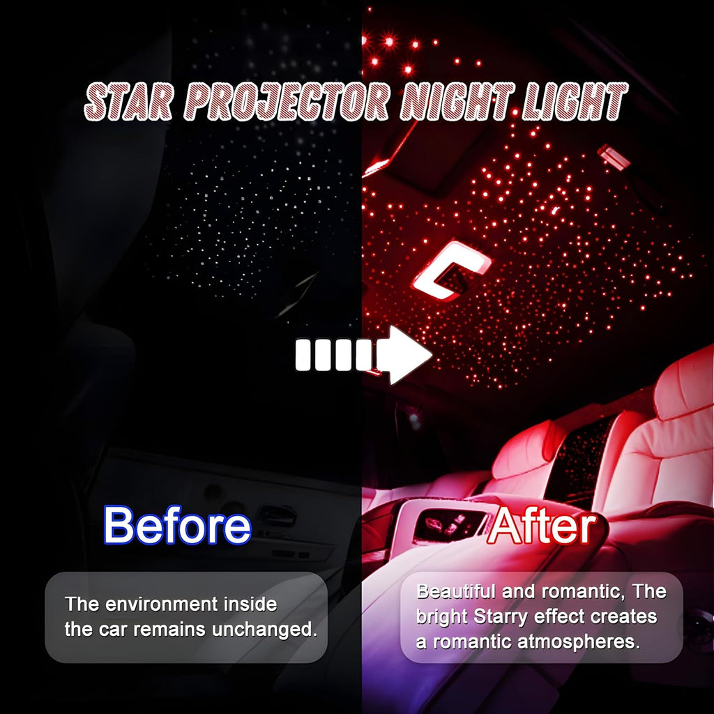 Star Lamp USB Car Star Ceiling Light Sky Projection Lamp Romantic Night Lights Car Fancy Lights (Red)