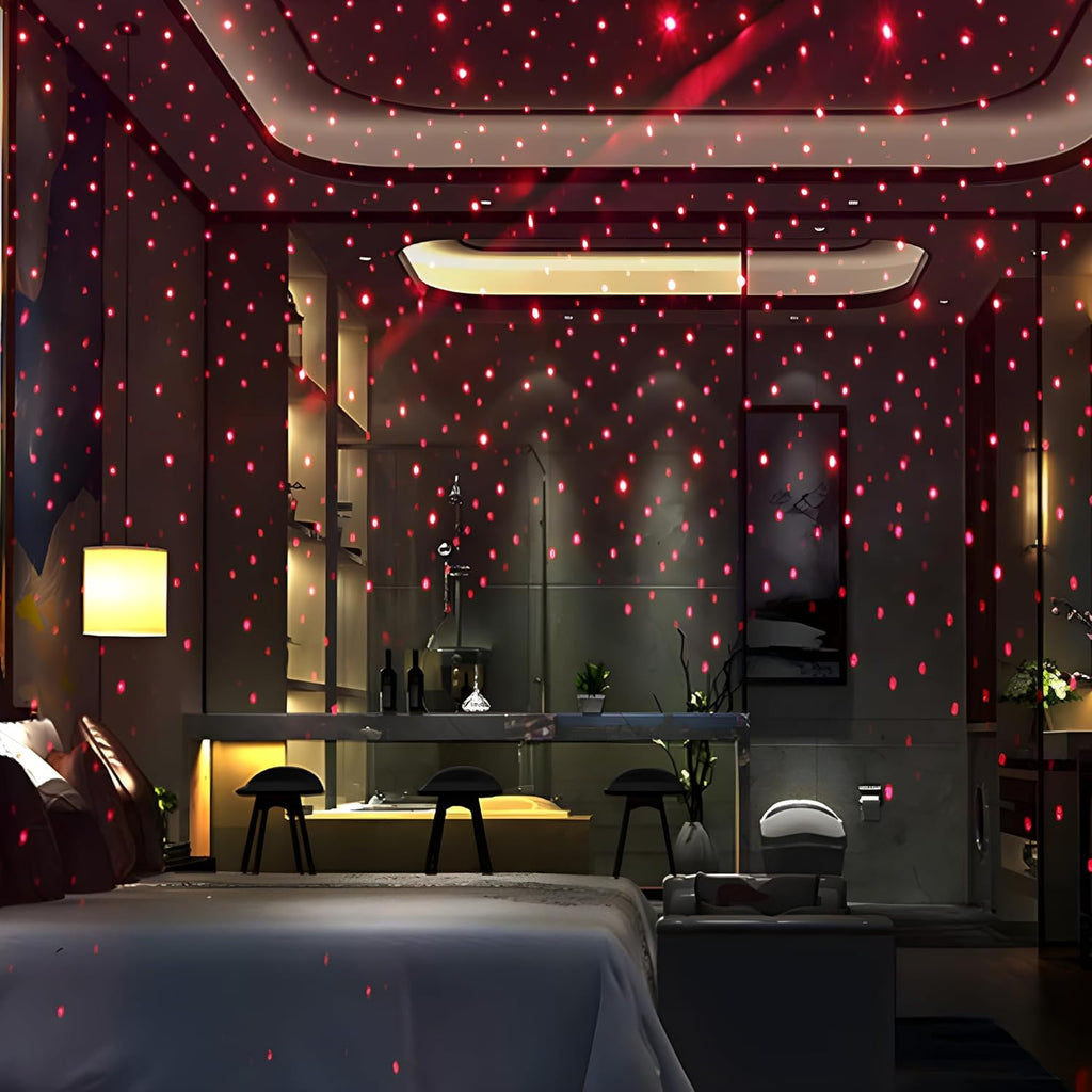 Star Lamp USB Car Star Ceiling Light Sky Projection Lamp Romantic Night Lights Car Fancy Lights (Red)