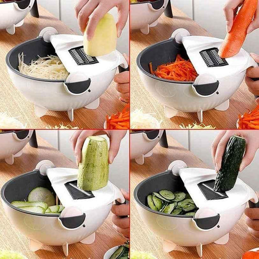 Multifunctional Vegetable Slicer: Cut, Wash, and Drain with Ease with Drain Basket