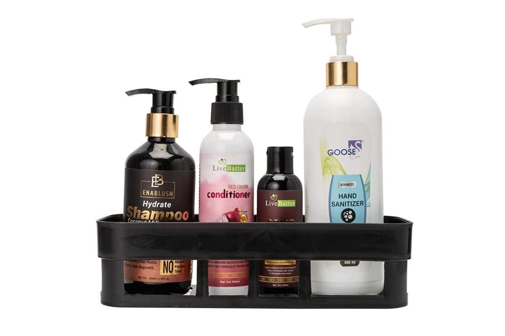 Bathroom Shelf and Rack for Home and Kitchen (4 Black Bathroom Shelf)
