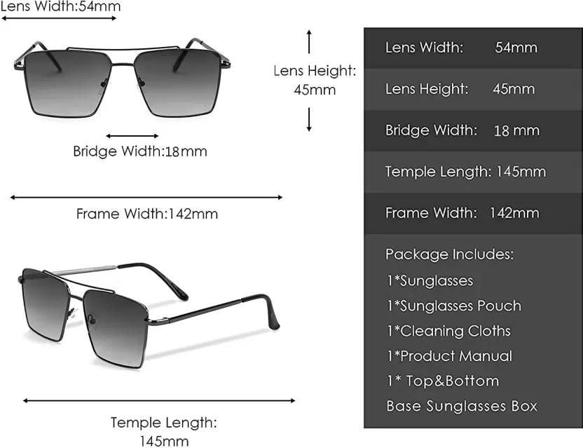 UV Protection Retro Square Sunglasses (54) (For Men & Women)