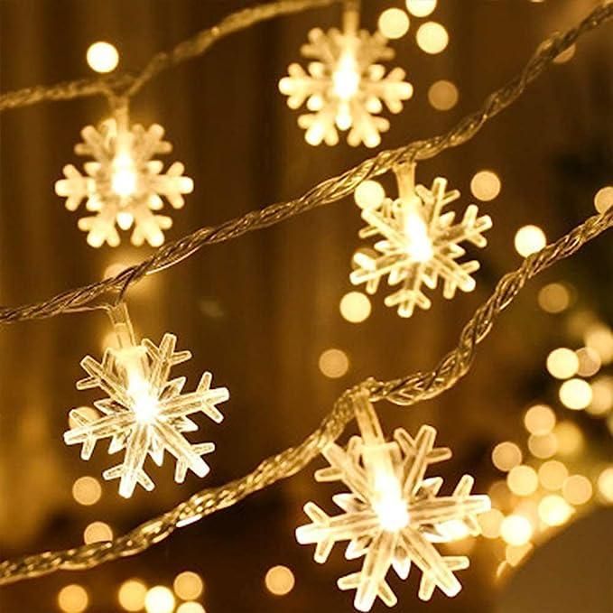 Christmas Snowflake Light Battery Powered Waterproof 14 LED 3M Garden Fairy Lights for Christmas Festival Home Party Decorations