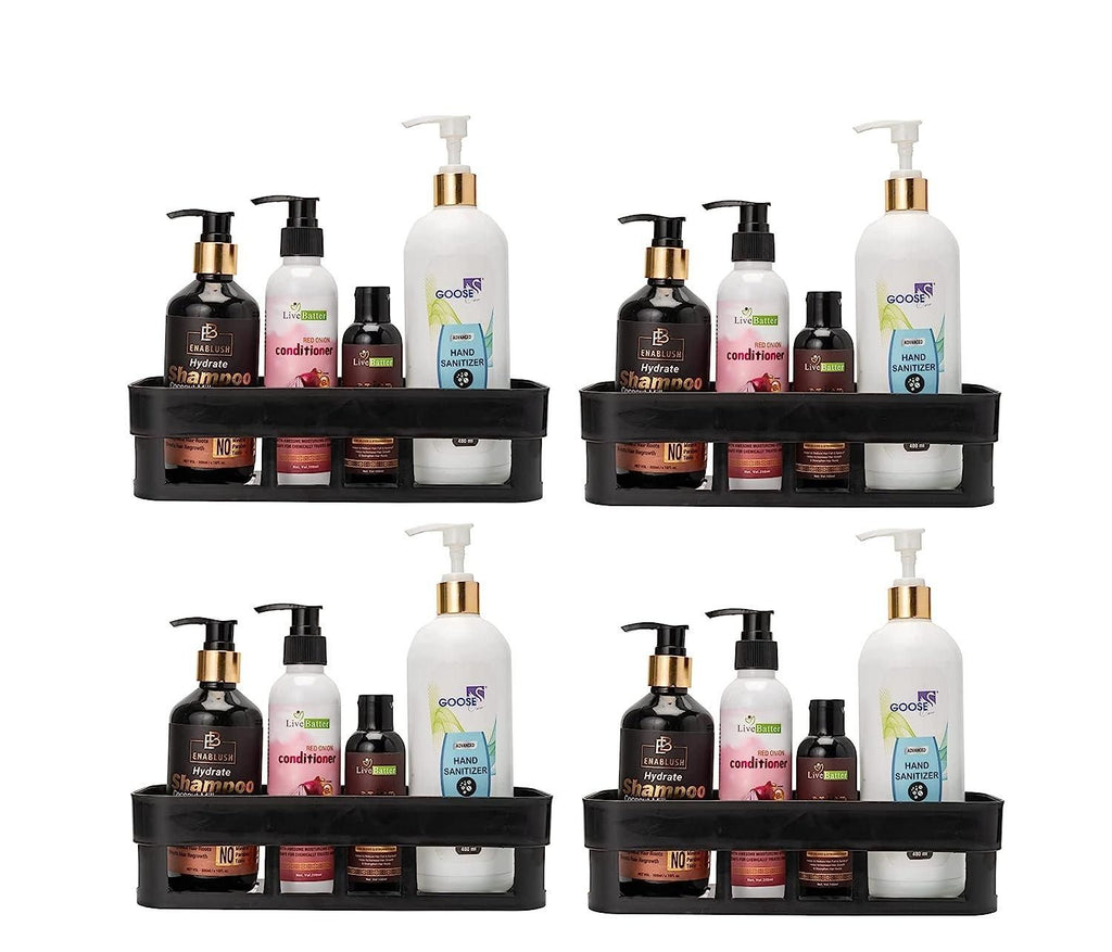 Bathroom Shelf and Rack for Home and Kitchen (4 Black Bathroom Shelf)
