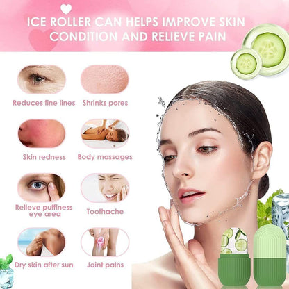 Ice Roller For Neck, Face & Eyes Massage, Reusable Facial Tool For Glowing & Tighten Skin