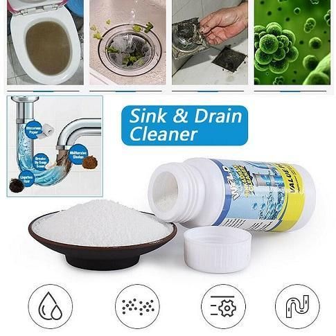 Powerful Sink & Drain Cleaner Powder for Kitchen & Bathroom Pipes
