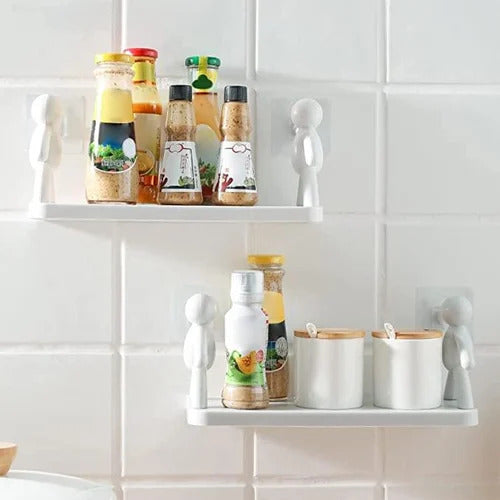 Bathroom Storage Space With White Wall-Mounted Shelves - Buy 1 Get 1 Free!