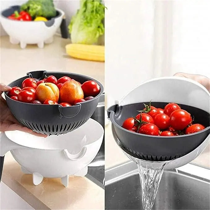 Multifunctional Vegetable Slicer: Cut, Wash, and Drain with Ease with Drain Basket
