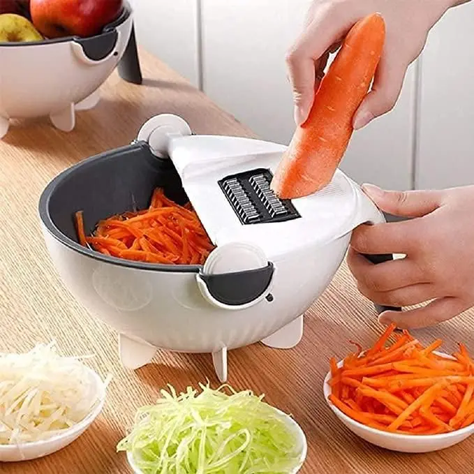 Multifunctional Vegetable Slicer: Cut, Wash, and Drain with Ease with Drain Basket