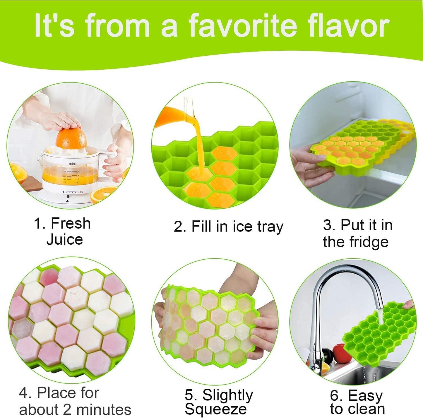 Green Silicone Ice Cube Tray (Pack of1)
