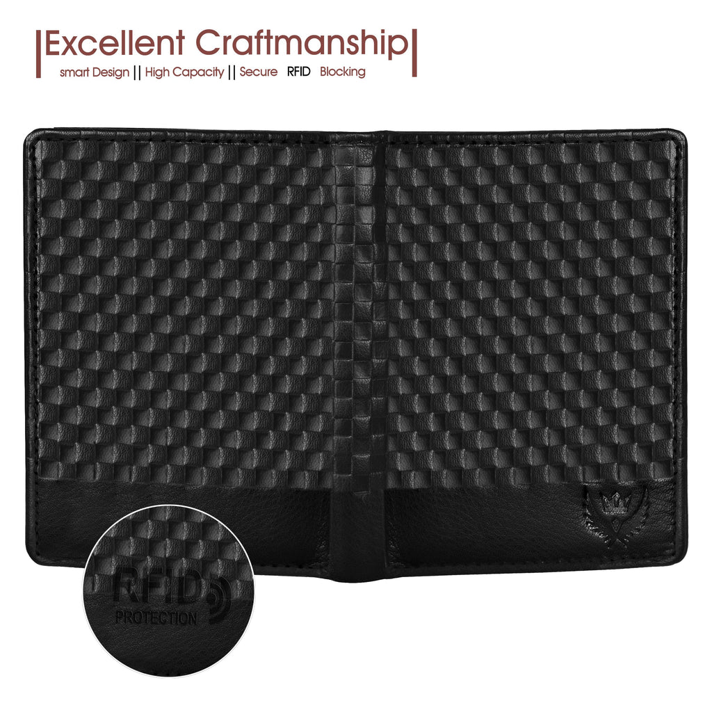 Lorenz Black Textured Men's Genuine Leather RFID Blocking Large Capacity Wallet